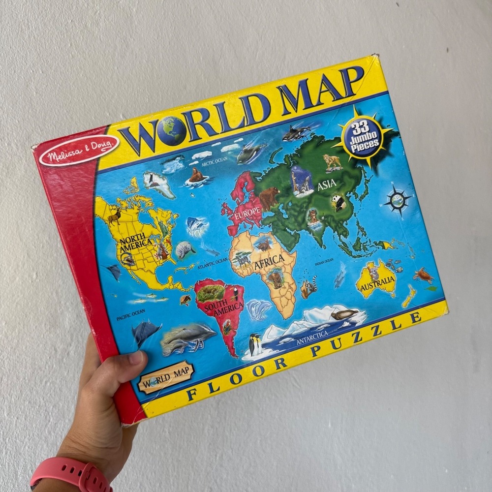 Melissa & Doug World Map Floor Puzzle 33 Pieces Jumbo 2x3Ft Complete Educational - Picture 16 of 16